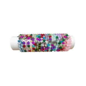 Bracciale con Ciondolo a Quadrifoglio e Perline di Vetro, in Acciaio Inossidabile, Fatto a Mano, 24 Pezzi Multicolore, Gioielli alla Moda, Regalo Unisex, Stile Trendy - Product Image 2