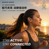 Wooking CP 1 OWS Clip On Wireless untuk Earbuds dengan Konduksi Udara 6.0 ANC LED IPX5 Tahan Air Desain Headset Baru