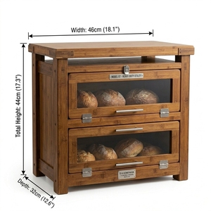 Boîte à <span class=keywords><strong>pain</strong></span> en bambou robuste avec support pour appareils électroménagers, fenêtre de visualisation à 2 niveaux, plateforme supérieure de 18,1 pouces, finition carbonisée Pro - Product Image 3