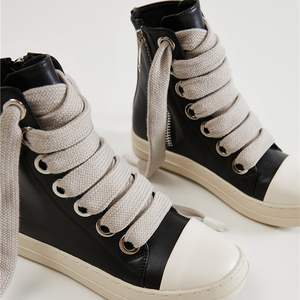 <span class=keywords><strong>Stivaletti</strong></span> <span class=keywords><strong>Donna</strong></span> alla Caviglia Neri con Stampa Serigrafica Personalizzata, Scarpe in PU di Lusso con Cerniera e <span class=keywords><strong>Lacci</strong></span> Jumbo, Modello Alto - Product Image 6