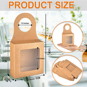Boîte à <span class=keywords><strong>vin</strong></span> pliable suspendue personnalisée, boîte cadeau décorative en papier kraft avec fenêtre - Product Image 3