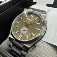 Montre mécanique pour homme, cadran à texture fine, affichage des secondes, index lumineux, boîtier en acier inoxydable, montre-bracelet décontractée pour homme
