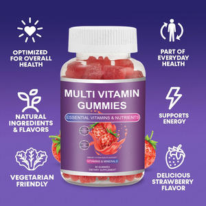 ויטמינים גומי בטעם תות, תמיכה בחיסון ובלעיה, ויטמינים C, D, E, B6, <span class=keywords><strong>B12</strong></span> ומינרלים, 90 גומי, מתאים לבני נוער, טבעוני. - Product Image 4
