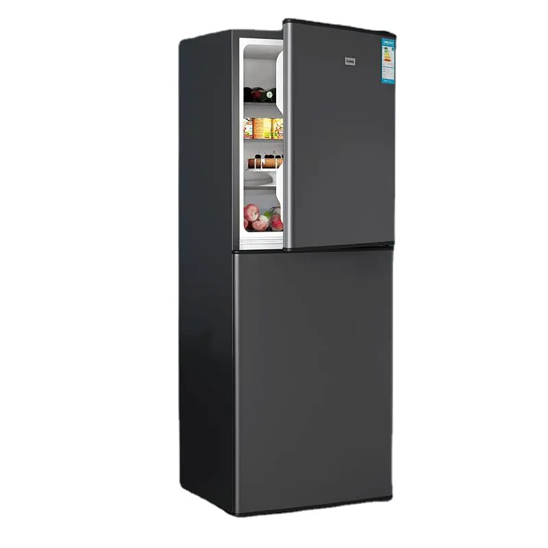 110l 2 도어 전기 수직 상단 냉동고 및 하단 냉장고 손잡이이있는 레트로 냉장고