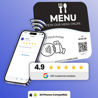 Carte de menu NFC QR Code en époxy imperméable, plaque d'affichage intelligente avec support amovible pour système de commande numérique de restaurant
