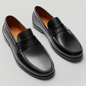 <span class=keywords><strong>Scarpe</strong></span> Vintage mocassino in pelle di vitello <span class=keywords><strong>scarpe</strong></span> Casual in vera pelle nere fatte a mano da <span class=keywords><strong>uomo</strong></span> - Product Image 4