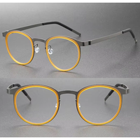 Monturas Ópticas Circulares Unisex de Diseño Moderno, Montura de Gafas de Acetato y Titanio
