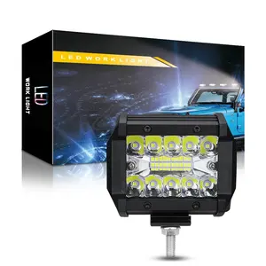 DXZ DC 12V-24V汽车发光二极管工作灯4英寸60W 20LED 6000K卡车摩托车越野车全地形车汽车船发光二极管灯条