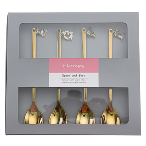 Ensemble de cuillères en acier inoxydable dorées pour la Saint-Valentin, 26 <span class=keywords><strong>lettres</strong></span> anglaises, breloques pour cuillères, cadeau de porte - Product Image 6