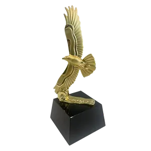 Gold electroplated Customized metal die cast bird shape trophy high quality shining award trophy factory directly sale