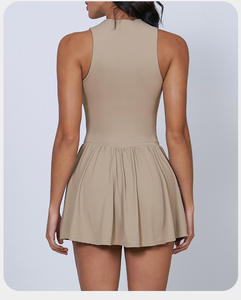 Cross-Border Cloud Feeling Zweiteiliges Kleid mit Stehkragen aus Spandex/Nylon für Outdoor-Aktivitäten, Lichtschutz, A-Linien-Rock, Schwingender Tennis-Stil - Product Image 3