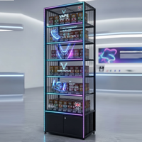 Vitrine de présentation de haute qualité pour le commerce de détail, présentoir mural en verre avec éclairage LED et écran numérique