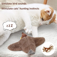 Nouveau Jouet Électrique Interactif pour Chats, Simulation d'Oiseau Moineau en Peluche Volant et Battant des Ailes pour Chatons