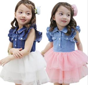 Vestido de niña con diseño nuevo de mezclilla y encaje 2015 - Product Image 1