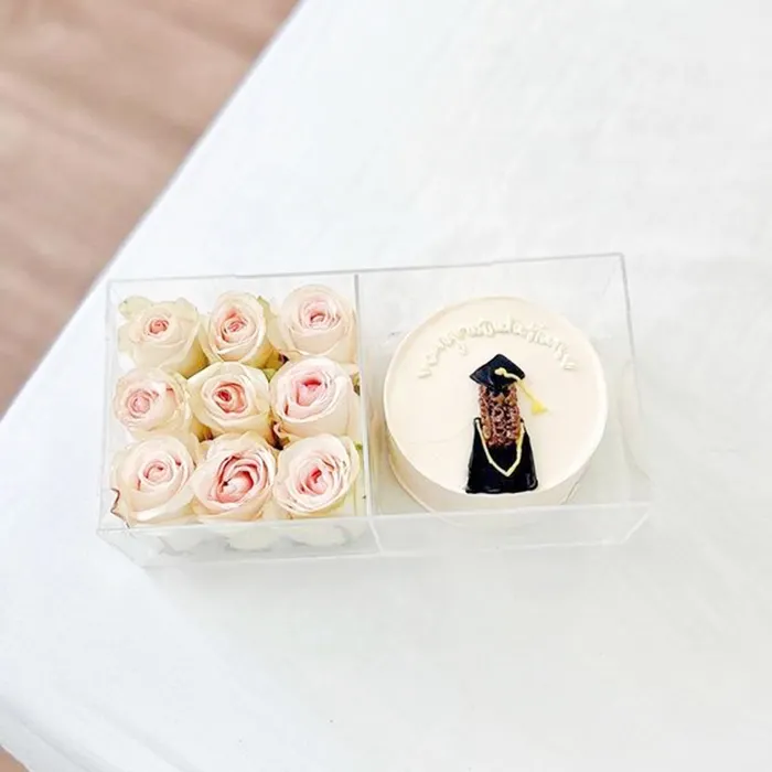Casing kue bunga pernikahan Lucite PMMA kotak bunga kue akrilik bening cetakan