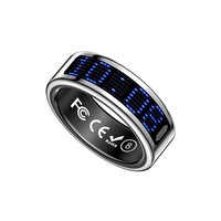 Anneau intelligent SR16 avec identification de l'appelant, moniteur de fréquence cardiaque, oxymètre, podomètre, suivi du sommeil, contrôle des photos, fonction anti-vibrations, compatible Android/iOS, mesure de la saturation en oxygène sanguin