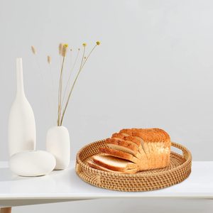 Tre tròn Mây phục vụ khay có tay cầm, 2 tay dệt giỏ, trang trí nội thất tổ chức Khay cho bữa ăn sáng - Product Image 5