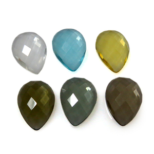 Tổng hợp đá quý Lê cắt Màu phẳng trở lại <span class=keywords><strong>Checker</strong></span> Mặt kính đá quý đá hạt đối với trang sức làm - Product Image 4