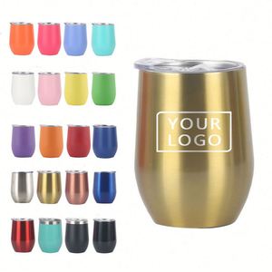 Tasse de voyage en acier à double paroi, écologique, personnalisée, 12 oz, revêtement poudré, forme œuf, avec couvercle, gobelet à vin de voyage - Product Image 5