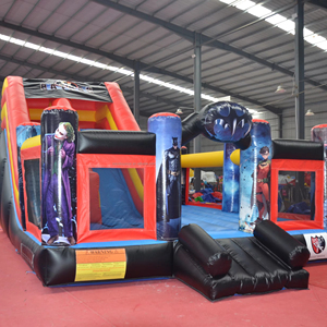 Château <span class=keywords><strong>gonflable</strong></span> commercial à thème super-héros avec toboggan double et grande structure de saut pour enfants - Product Image 1