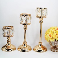 Porte-bougie en cristal doré en forme de couronne, chandelier vintage pour la décoration de mariage