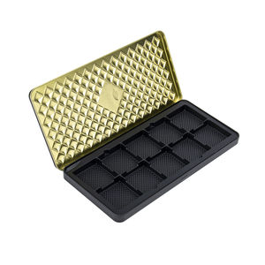 Металлическая коробка для упаковки мелких предметов (шоколад, еда) прямоугольной формы, черного цвета, высокого качества, с индивидуальным дизайном. - Product Image 1