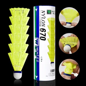 2024 New Arrival WHIZZ 6pcs super durable white/yellow nylon badminton shuttlecock