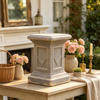 Support de Présentation Colonne Décorative Rétro en Résine Irrégulière Style Jardin, Peint à la Main, Fait Main, Décoration d'Intérieur Architecturale