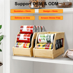 Organisateur en bambou écologique, lot de 2, distributeur empilable de canettes de boissons et de sodas pour garde-manger, armoire de <span class=keywords><strong>cuisine</strong></span>, boîte de rangement pour produits en conserve - Product Image 1