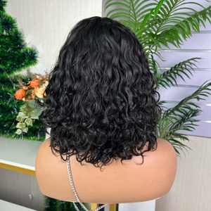 Peluca de Cabello Humano 100% Natural con Flequillo, Ondulada, de Alta Densidad, 12 Pulgadas, Fabricada a Máquina, Calidad SDD - Product Image 4