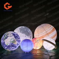 Ballon gonflable lumineux LED en PVC, planètes (Lune, Terre, Soleil, Mars, Saturne) pour la publicité et la décoration d'événements