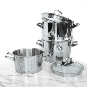 two side spouts strainer lid authentic smart kitchen 3pcs titanium stainless steel clay marble casserole pots cooking set