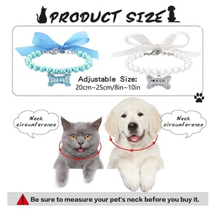 Arco desmontable gato collar diseños Rhinestone colgante <span class=keywords><strong>venta</strong></span> al por mayor accesorios para mascotas perla gato perro Collar para mascota pequeña - Product Image 4