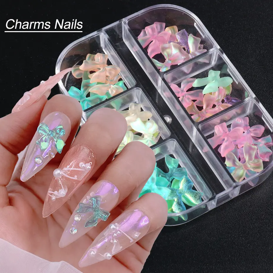 Bin 3d Kleurrijke Vlinder Charme Ornamenten Nail Design Pixie Diy Acryl Nagelaccessoires Gemengde Nageldecoratie