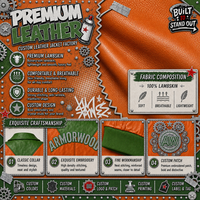 Blouson universitaire personnalisé pour homme en peau d'agneau, avec lettres en strass, patch monogramme clouté, blocs de couleurs tricolores et appliqué, style streetwear