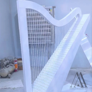 Statua di Arpa Gigante in <span class=keywords><strong>Acciaio</strong></span> Corten Fatta a Mano, Stile Industriale Personalizzato con Finitura in <span class=keywords><strong>Acciaio</strong></span> Inossidabile Arrugginito, Opera d'Arte Musicale per Bar e Studio - Product Image 5