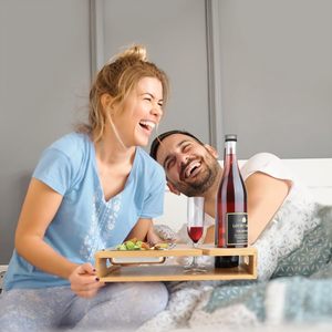 Maison Salon Bois Bambou Canapé Bar Snack Box Caddy Tray Organizer Sofa Tray with Wine Glass Holders - Product Image 3