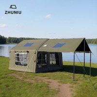 Tente gonflable Oxford 3*2.5+3*2.5m pour le camping en famille en plein air Quatre saisons Imperméable Une chambre Salon Pas de montage