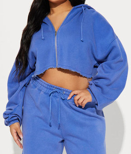 Conjunto de Sudadera con Capucha y Pantalones Deportivos de Pierna Ancha Recta y Corte Personalizado para Mujer, de Alta Calidad, con Cremallera - Product Image 3