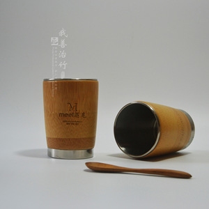 Bamboo Tumbler 304 Stainless Steel Inner Liner Straight Cup Anti-Slip Gift For Beer Beverage Packaging - Product Image 2