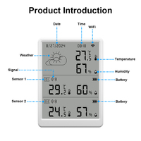 Nouveau Moniteur Intelligent Tuya WiFi de Température et d'Humidité avec Capteurs Sans Fil, Conception Rabattable, Matériau PC, Alimentation par Piles pour Usage Domestique et Hôtelier