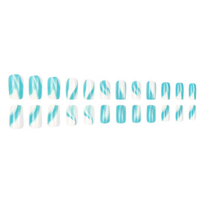 24 <span class=keywords><strong>uñas</strong></span> postizas artificiales pintadas con degradado <span class=keywords><strong>azul</strong></span> <span class=keywords><strong>de</strong></span> alta calidad Acabado brillante <span class=keywords><strong>de</strong></span> forma rectangular para uso diario Aplicación en los dedos - Product Image 5
