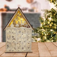 Ornement de tiroir de calendrier en bois lumineux de Noël, ornement de table, ornement de calendrier de Noël de cadeau de cadeau pour enfants