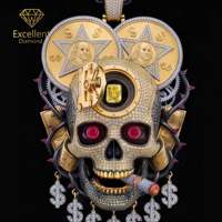 Nuevo Colgante Hip Hop Personalizado de Moissanita, Plata de Ley 925, Joyería de Calavera Iced Out para Hombre, No se Desvanece