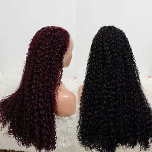 Letsfly Hair <b>Pixie</b> Curly 30inches Pre-plucked 13x4 Lace frontal 300% Density 4/27# Natural Hair Human Hair Wholesales 99J - Product Image 3