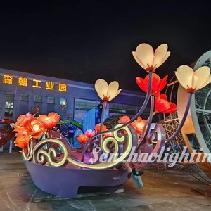 ไฟเรือกันน้ำสำหรับภายนอกอาคาร SENZHAO ไฟตกแต่งภูมิทัศน์แบบกำหนดเอง 512DMX ไฟประดับเรือรูปดอกไม้ ไฟตกแต่งลวดลายสำหรับน้ำ - Product Image 5
