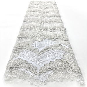 Lavande violet vague bord gland Sequin perlé broderie tissu maille tissu danse Couture robe de mariée fête robe de soirée - Product Image 2