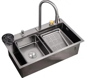 Luxury contemporary single bowl stainless steel PVD nano kitchen sink manufacturer