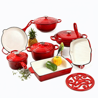 Ensemble de casseroles antiadhésives 8 pièces en fonte émaillée, compatibles induction LFGB FDA, résistantes au four, pour la cuisine