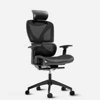 Chaise de bureau ergonomique AJUNION avec dossier en forme de X, assise en mesh, appui-tête en cuir PU, accoudoirs 3D, chaise de travail pour bureau à domicile